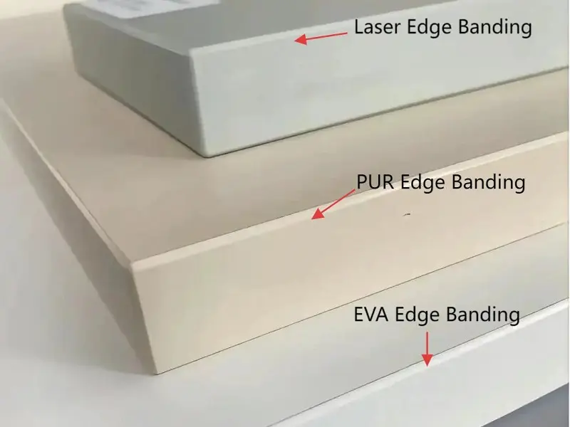Comparison of three edge banding technologies: EVA, PUR, and laser edge banding effects